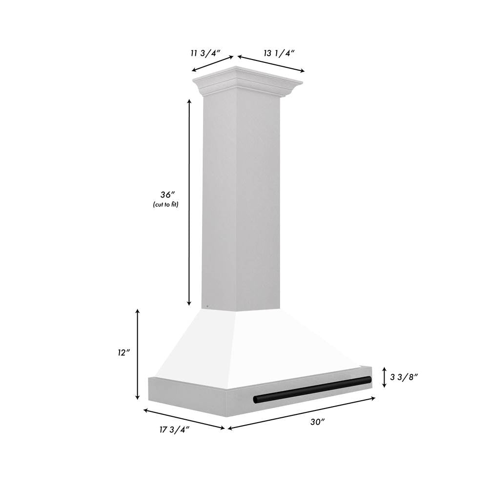 30'' Autograph Edition DuraSnow Stainless Steel Range Hood with White Matte Shell and Champagne Bronze Handle