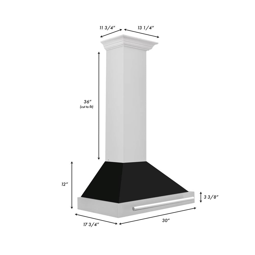 30'' Stainless Steel Range Hood with Black Matte Shell and Stainless Steel Handle