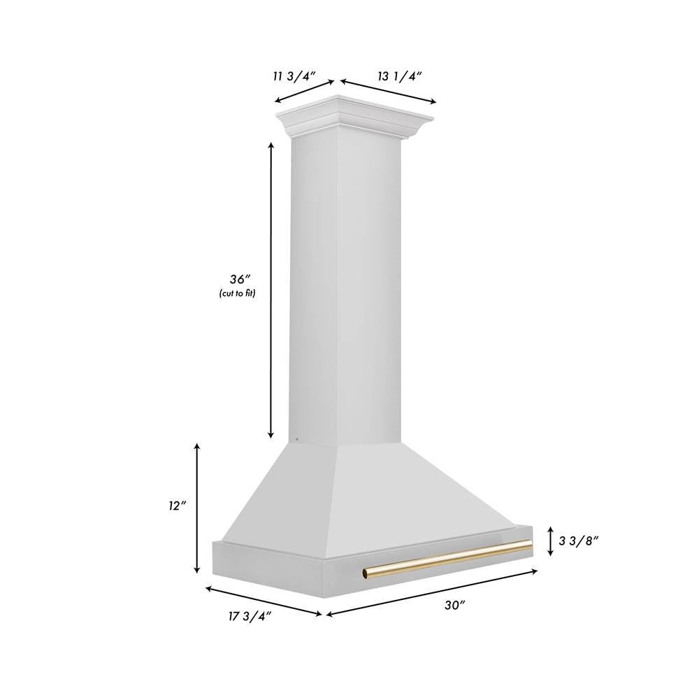 30'' Autograph Edition Stainless Steel Range Hood with Stainless Steel Shell and Champagne Bronze Accents
