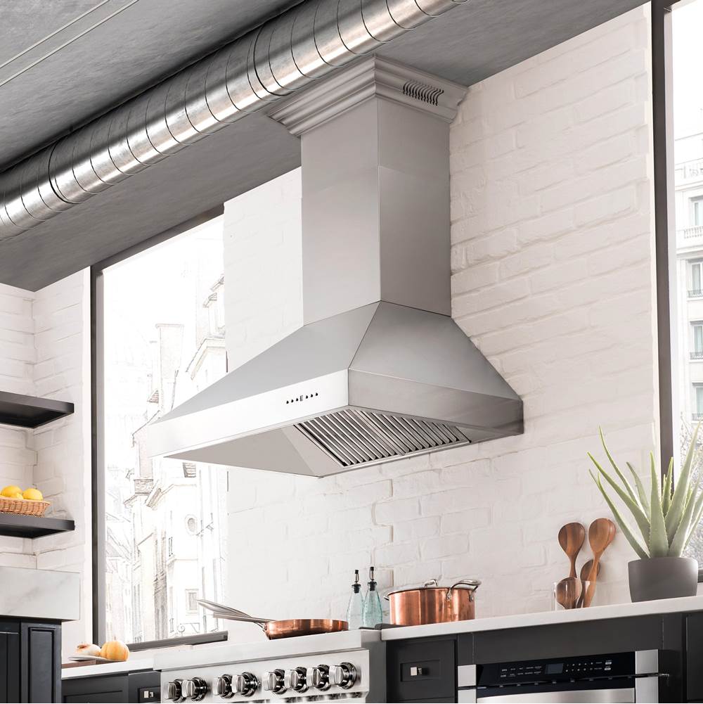 60'' Professional Wall Mount Range Hood in Stainless Steel with Built-in CrownSound Bluetooth Speakers