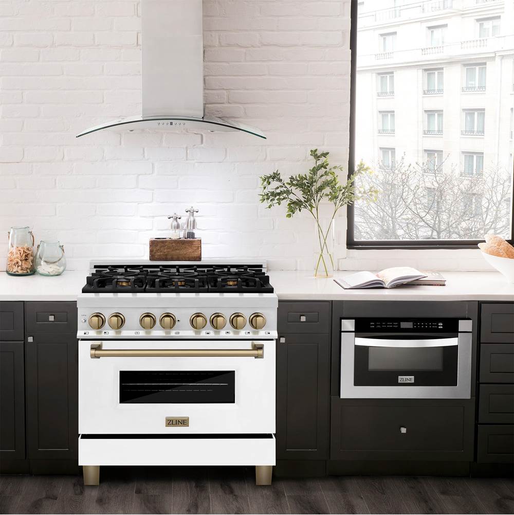 Autograph Edition 36'' 4.6 cu.' Dual Fuel Range with Gas Stove and Electric Oven in Stainless Steel with White Matte Door and CB Accents