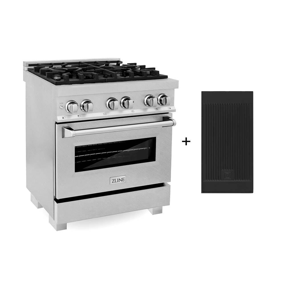 Z-Line - 30'' 4.0 cu. ft. Electric Oven and Gas Cooktop Dual Fuel Range with Griddle in Fingerprint Resistant Stainless