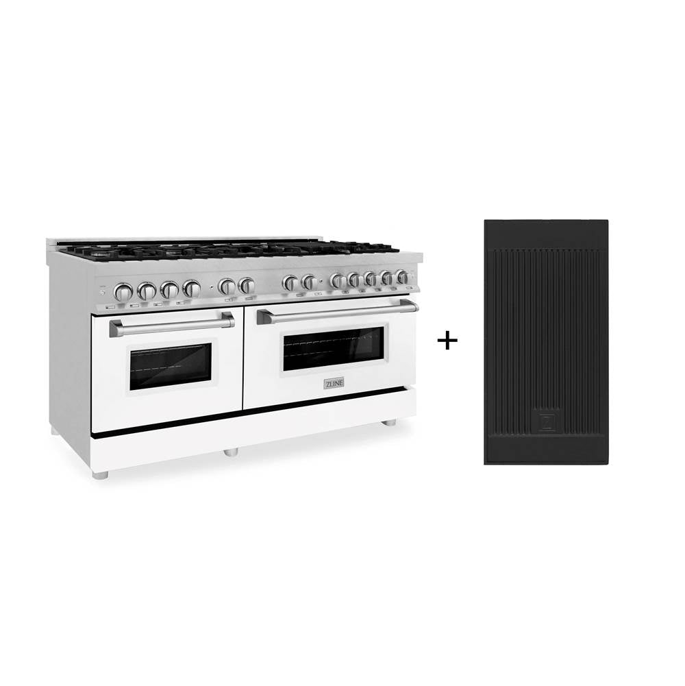 Z-Line - 60'' 7.4 cu. ft. Electric Oven and Gas Cooktop Dual Fuel Range with Griddle and White Matte Door in Fingerprint Resistant Stainless