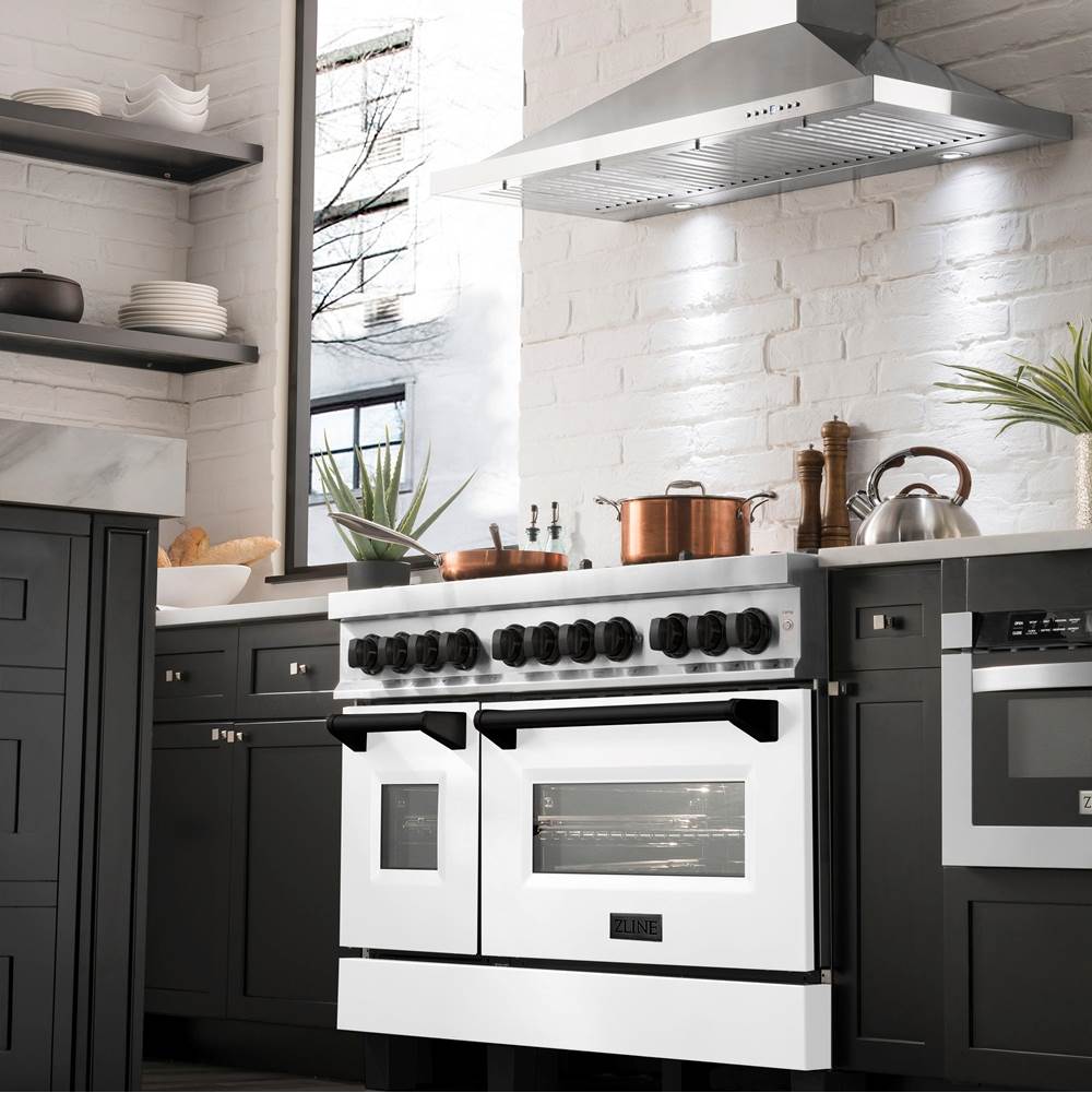 Autograph Edition 48'' 6.0 cu.' Dual Fuel Range with Gas Stove and Electric Oven in Stainless Steel with White Matte Door and CB Accents
