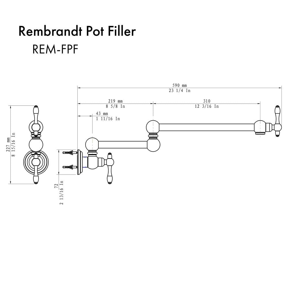 Rembrandt Pot Filler in Brushed Nickel
