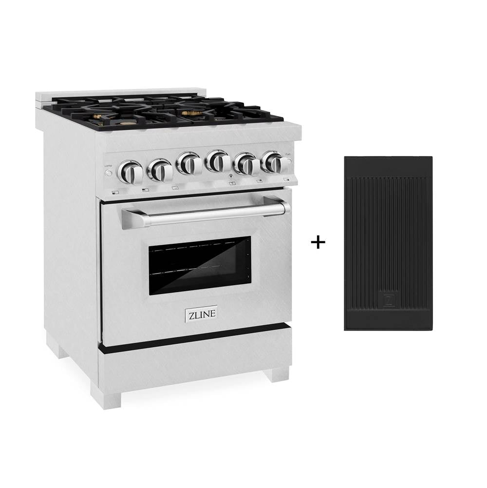 Z-Line - 24'' 2.8 cu. ft. Gas Oven and Gas Cooktop Range with Griddle and Brass Burners in Fingerprint Resistant Stainless Steel