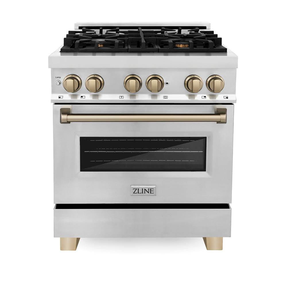 Autograph Edition 30'' 4.0 cu.' Range with Gas Stove and Gas Oven in Stainless Steel with Champagne Bronze Accents
