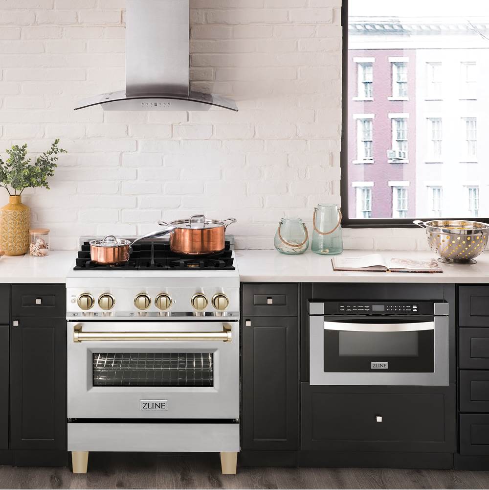 Autograph Edition 30'' 4.0 cu.' Range with Gas Stove and Gas Oven in Stainless Steel with Champagne Bronze Accents