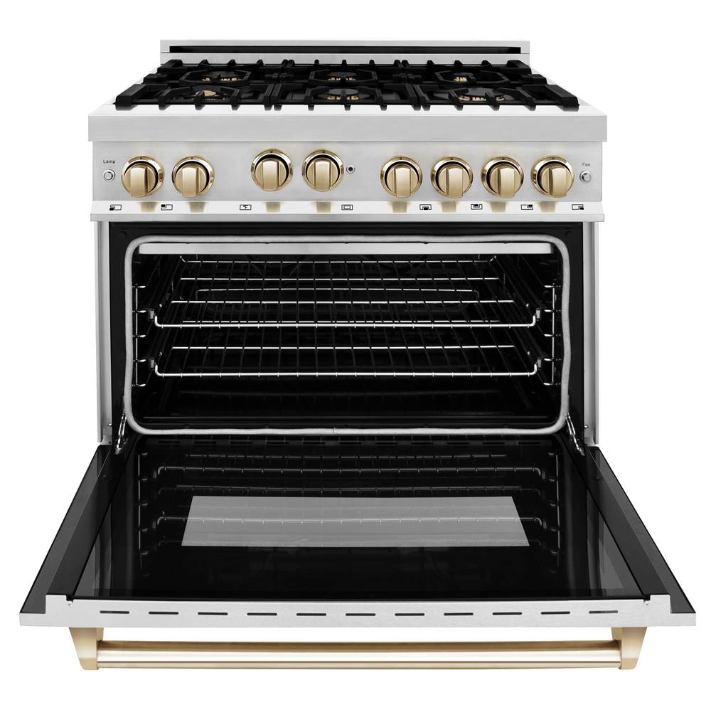 Autograph Edition 36'' 4.6 cu.' Range with Gas Stove and Gas Oven in Stainless Steel with Champagne Bronze Accents
