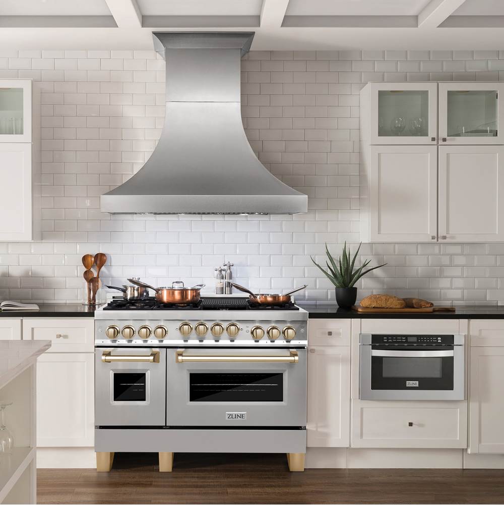 Autograph Edition 48'' 6.0 cu.' Range with Gas Stove and Gas Oven in Stainless Steel with Champagne Bronze Accents