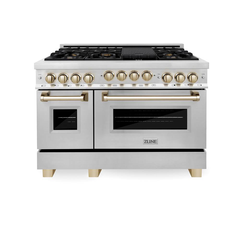 Autograph Edition 48'' 6.0 cu.' Range with Gas Stove and Gas Oven in Stainless Steel with Champagne Bronze Accents