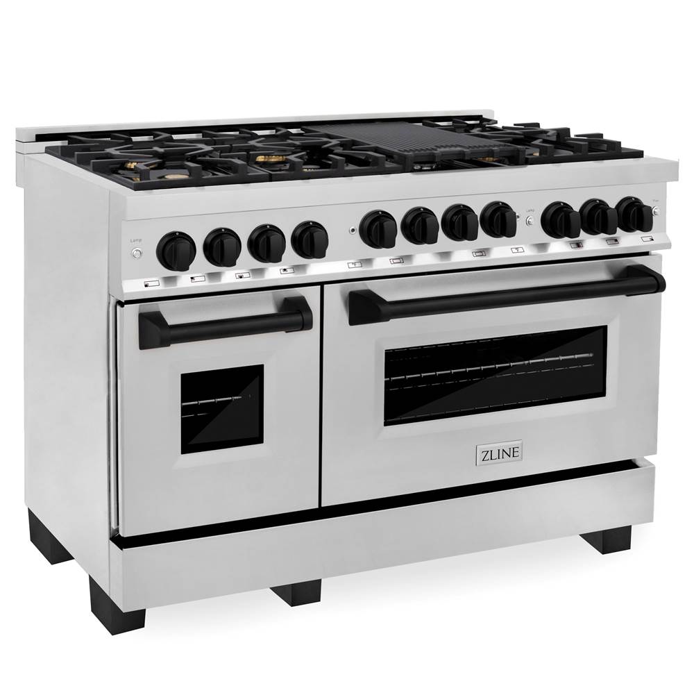 Z-Line - Autograph Edition 48'' 6.0 cu.' Range with Gas Stove and Gas Oven in Stainless Steel with Matte Black Accents - Matte Black