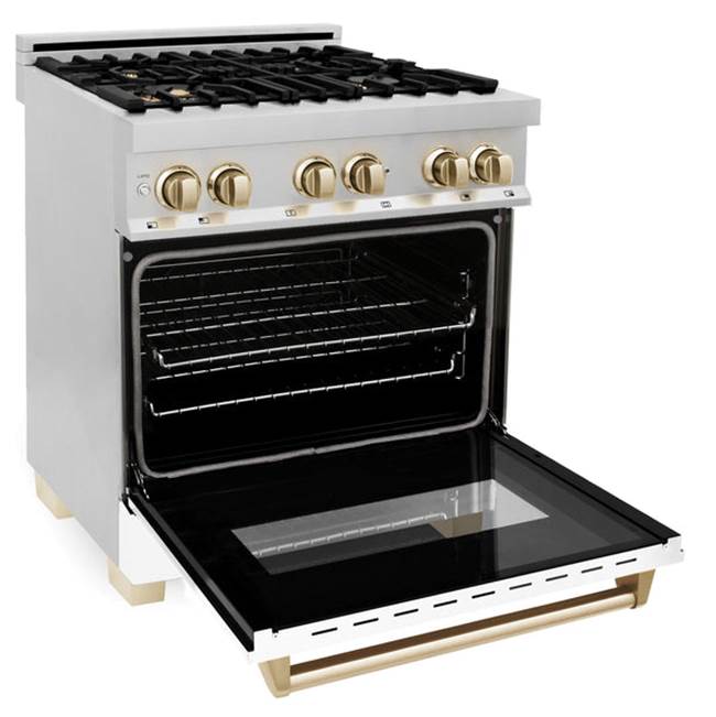 Autograph Edition 30'' 4.0 cu.' Range with Gas Stove and Gas Oven in Stainless Steel with White Matte Door and Champagne Bronze Accents