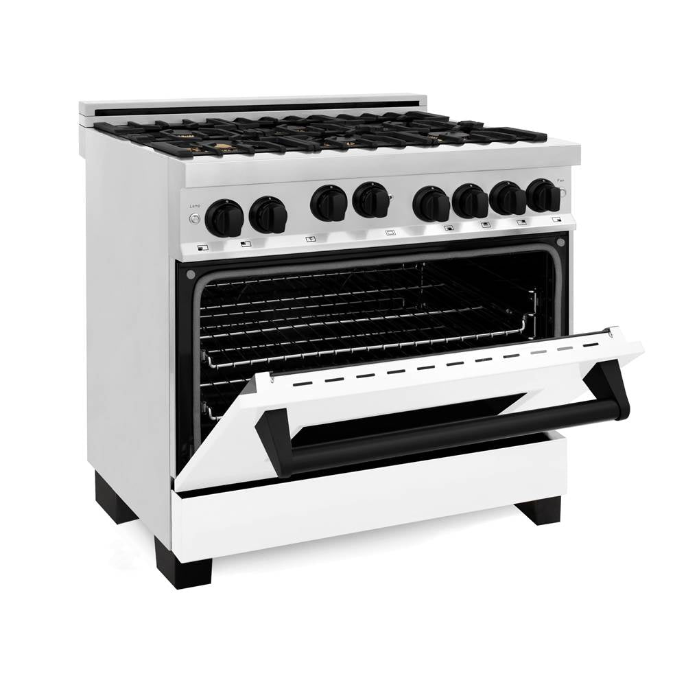 Autograph Edition 36'' 4.6 cu.' Range with Gas Stove and Gas Oven in Stainless Steel with White Matte Door and Champagne Bronze Accents