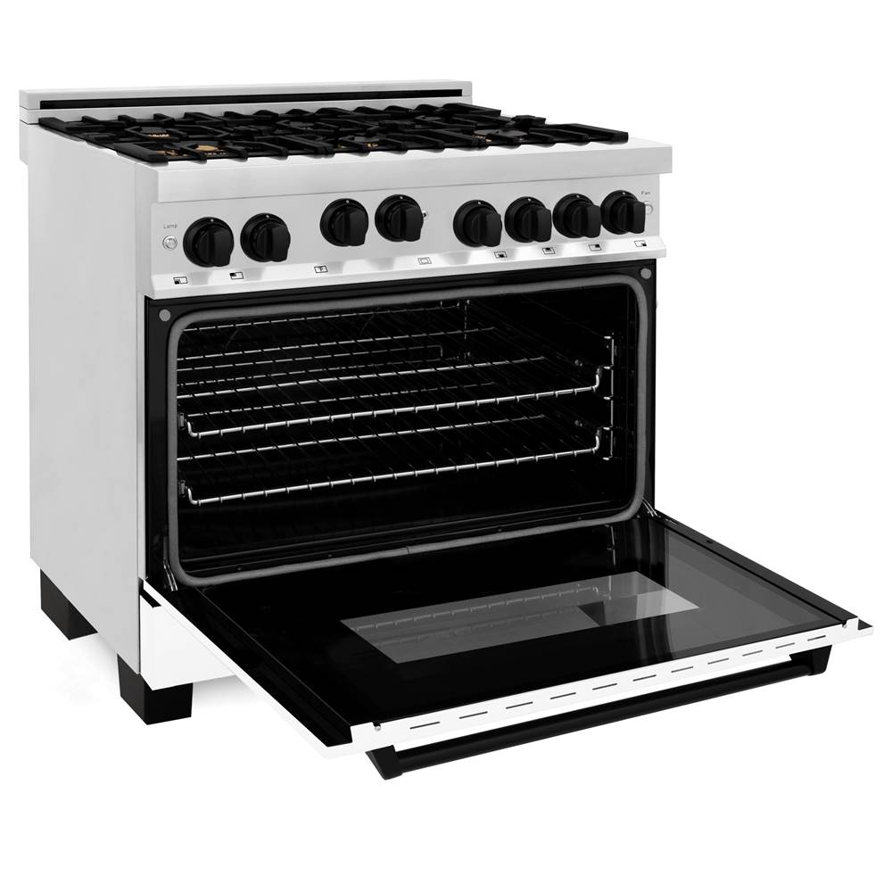 Autograph Edition 36'' 4.6 cu.' Range with Gas Stove and Gas Oven in Stainless Steel with White Matte Door and Champagne Bronze Accents