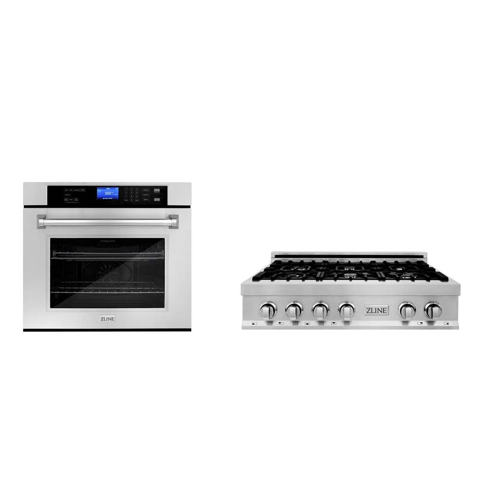 Z-Line - Kitchen Package with 30'' Stainless Steel Rangetop and 30'' Single Wall Oven - Stainless Steel