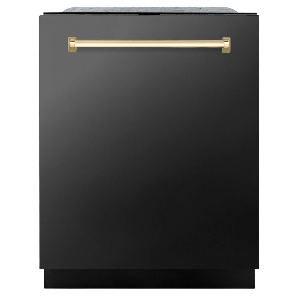 Z-Line - Autograph Edition 24'' 3rd Rack Top Touch Control Tall Tub Dishwasher in Black Stainless Steel with Gold Handle, 45dBa - Black Stainless Steel