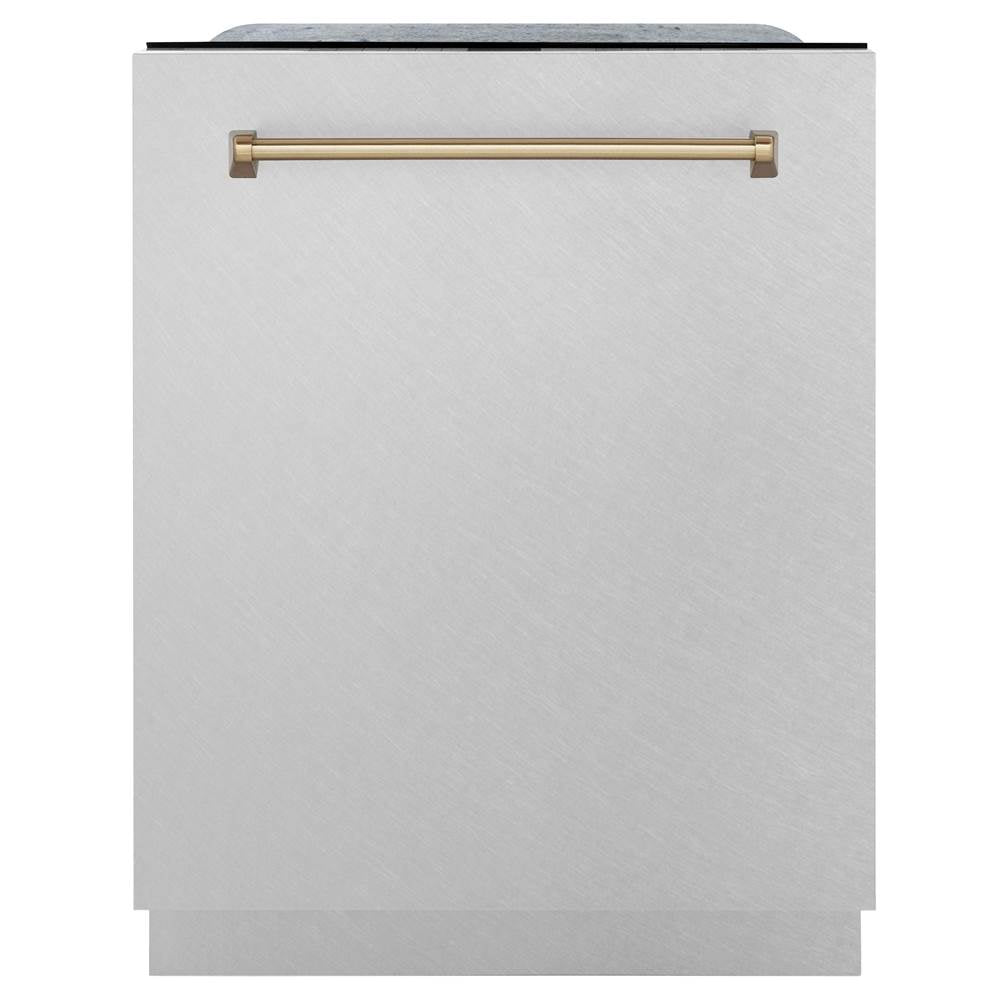 Z-Line - Autograph Edition 24'' 3rd Rack Top Touch Control Tall Tub Dishwasher in DuraSnow Stainless Steel with Champagne Bronze Handle, 51dBa - DuraSnow Stainless Steel