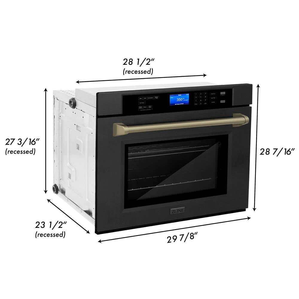 30'' Autograph Edition Single Wall Oven with Self Clean and True Conection in Black Stainless Steel and Champagne Bronze