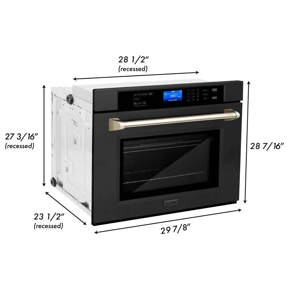 30'' Autograph Edition Single Wall Oven with Self Clean and True Conection in Black Stainless Steel and Champagne Bronze