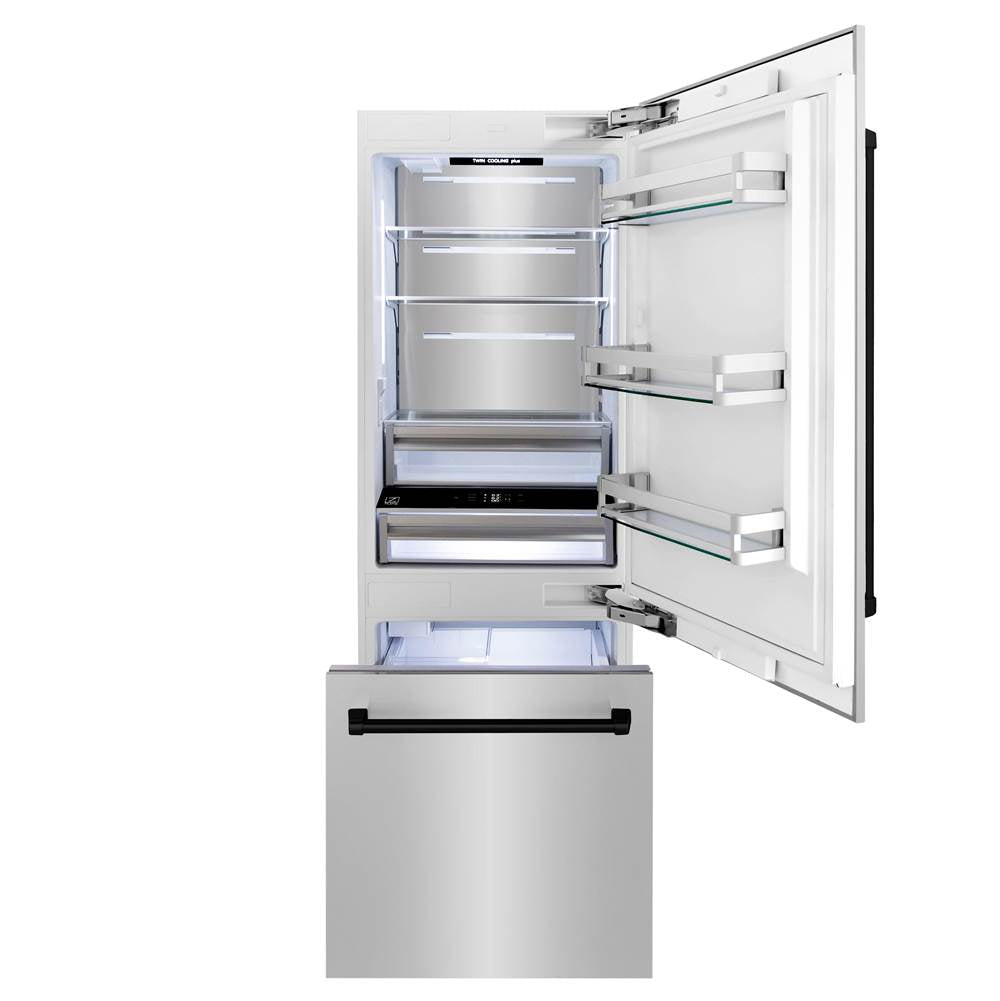 30 Autograph Edition 16.1 cu. ft. Built-in 2-Door Bottom Freezer Refrigerator with Internal Water and Ice Dispenser in Stainless Steel with Champagne Bronze Accents