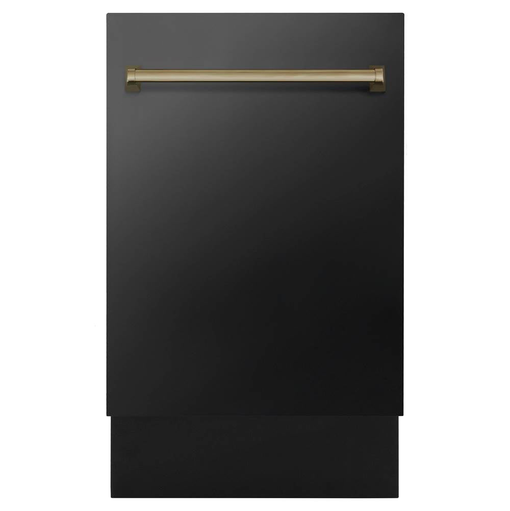 Z-Line - Autograph Edition 18'' Compact 3rd Rack Top Control Dishwasher in Black Stainless Steel with Champagne Bronze Handle, 51dBa - Black Stainless Steel