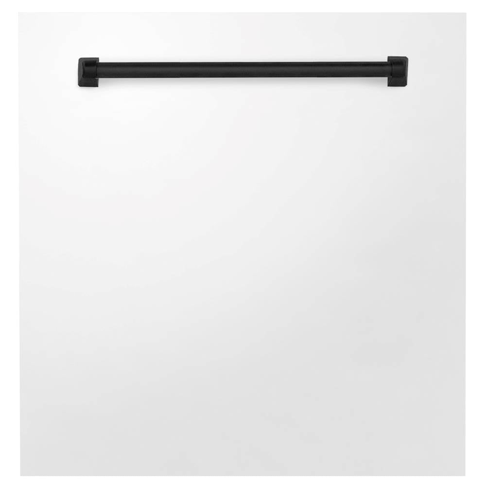 Z-Line - 24'' Autograph Edition Monument Dishwasher Panel in White Matte with Matte Black Handle - Matte White