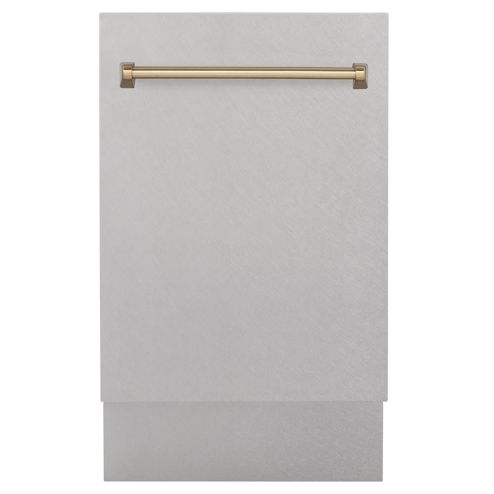 Z-Line - Autograph Edition 18 Compact 3rd Rack Top Control Dishwasher in DuraSnow Stainless Steel with Champagne Bronze Handle, 51dBa - DuraSnow Stainless Steel
