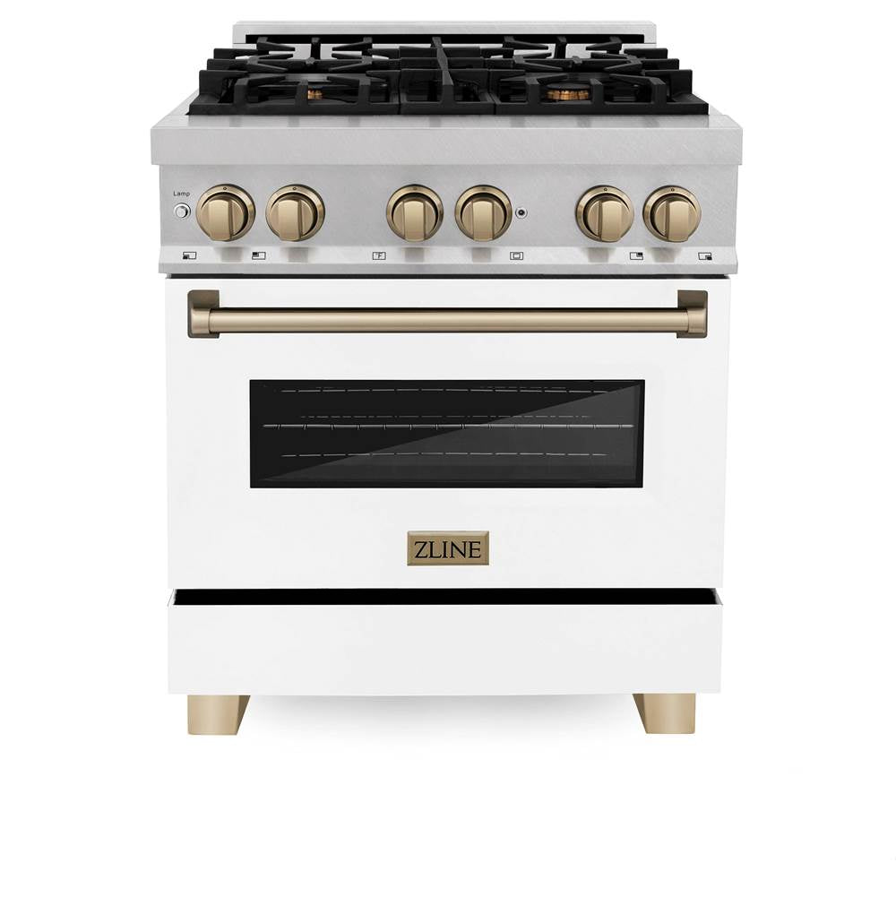 Autograph Edition 30'' 4.0 cu.' Dual Fuel Range with Gas Stove and Electric Oven in DuraSnow Stainless Steel with WM Door and CB Accents