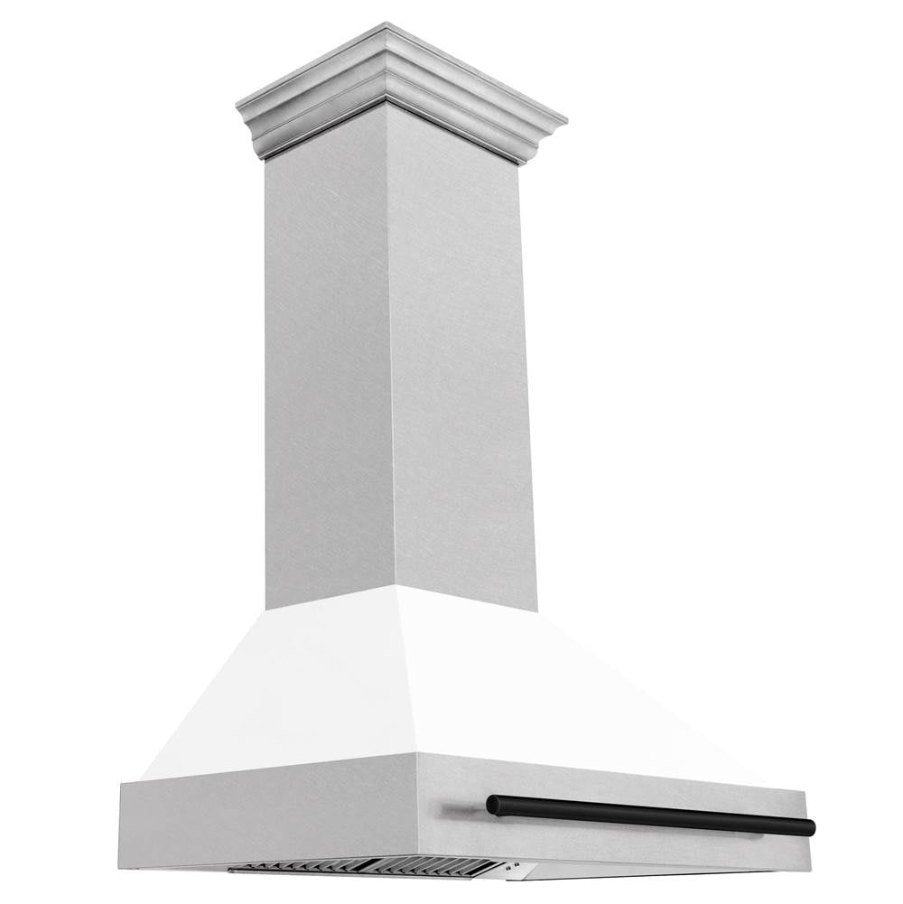 Z-Line - 36'' Autograph Edition DuraSnow Stainless Steel Range Hood with White Matte Shell and Matte Black Handle - Matte Black