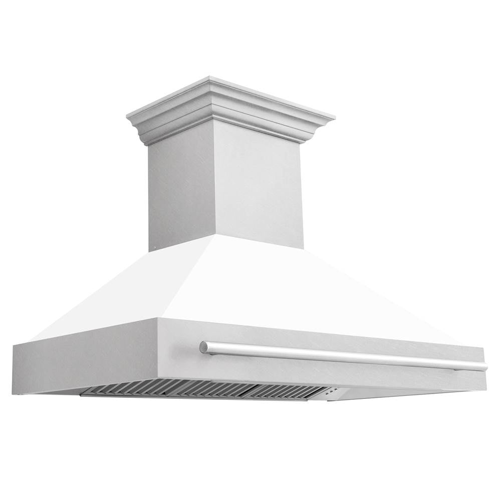 Z-Line - 48'' DuraSnow Stainless Steel Range Hood with White Matte Shell (8654SNX-WM48) - DuraSnow® Stainless Steel