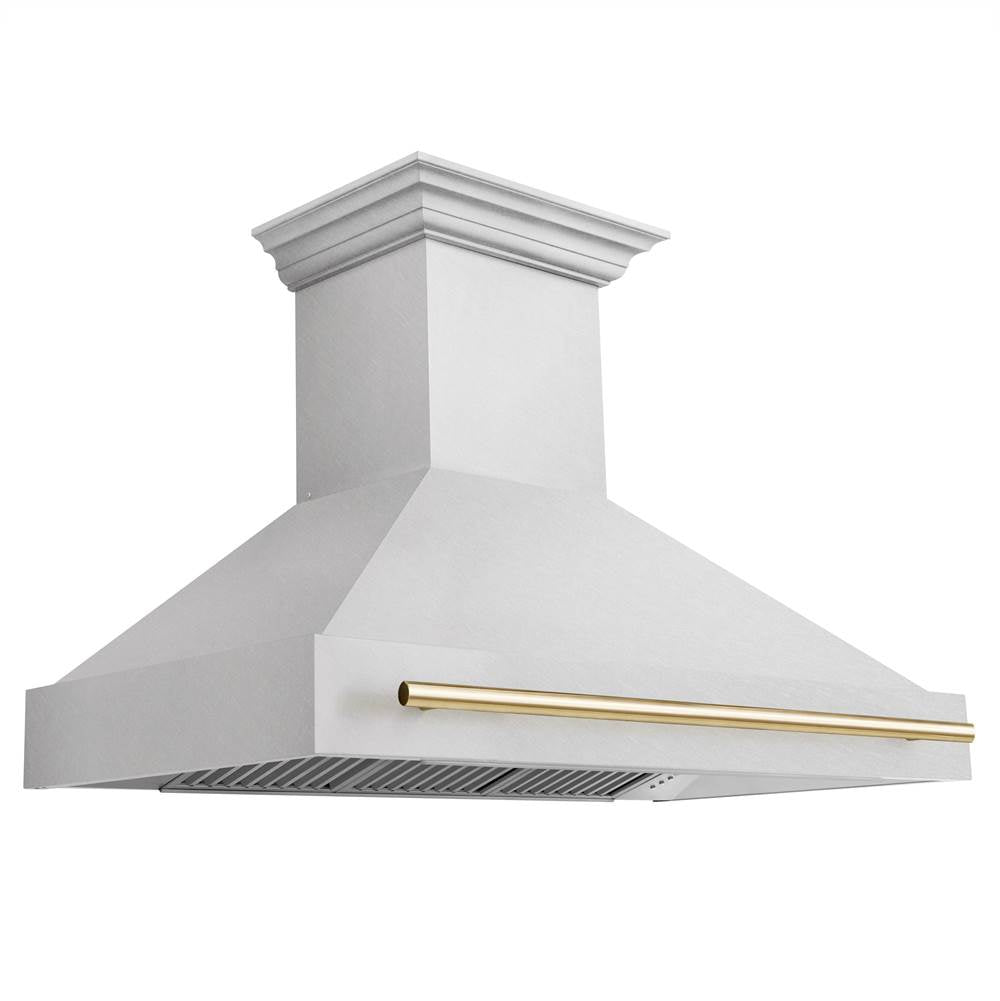 Z-Line - 48'' Autograph Edition DuraSnow Stainless Steel Range Hood with DuraSnow Stainless Steel Shell and Gold Handle - Gold