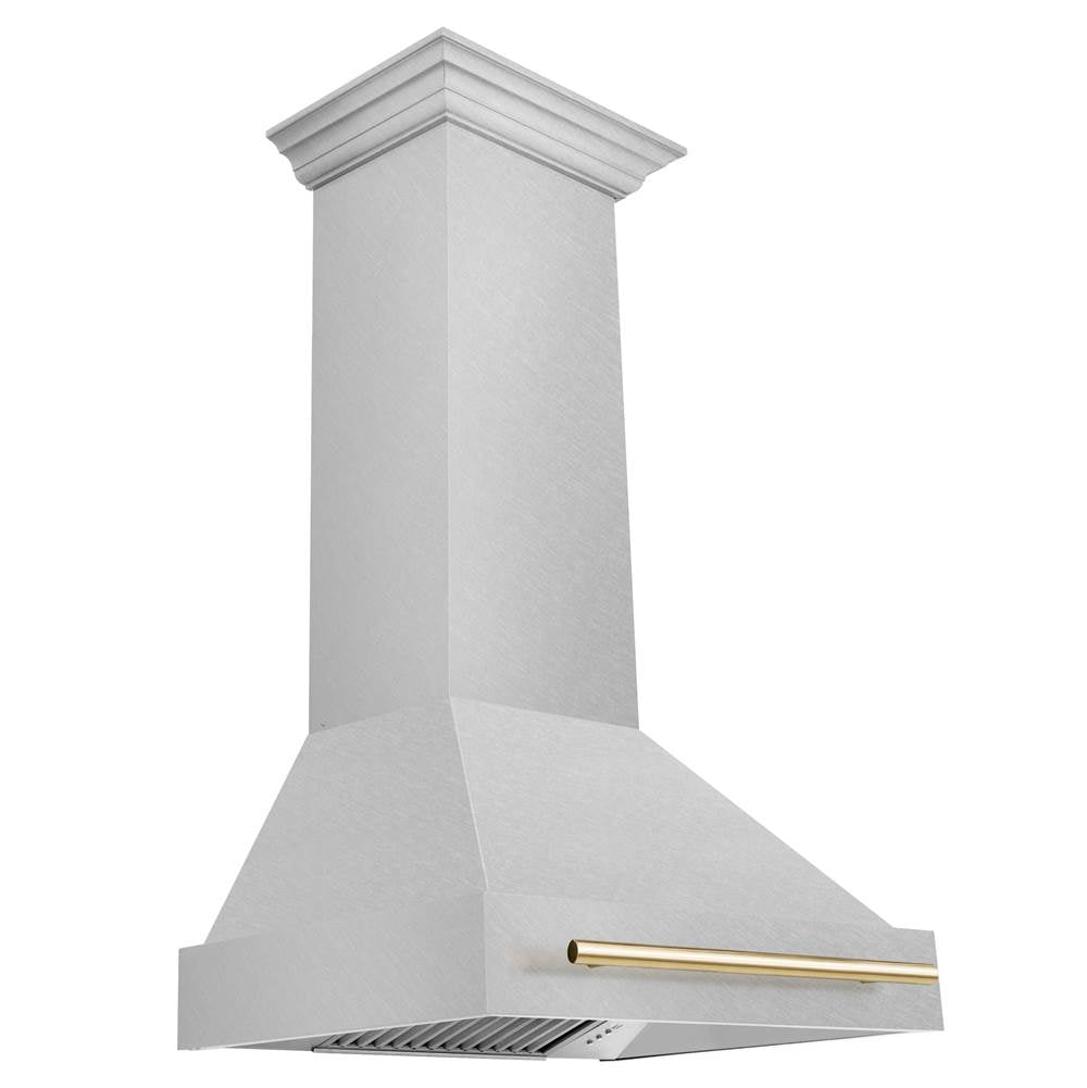 Z-Line - 30'' Autograph Edition DuraSnow Stainless Steel Range Hood with DuraSnow Stainless Steel Shell and Gold Handle - Gold