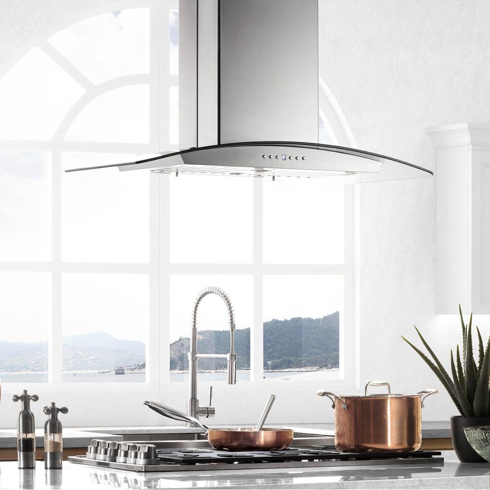 36'' Island Mount Range Hood in Stainless Steel with Built-in CrownSound Bluetooth Speakers