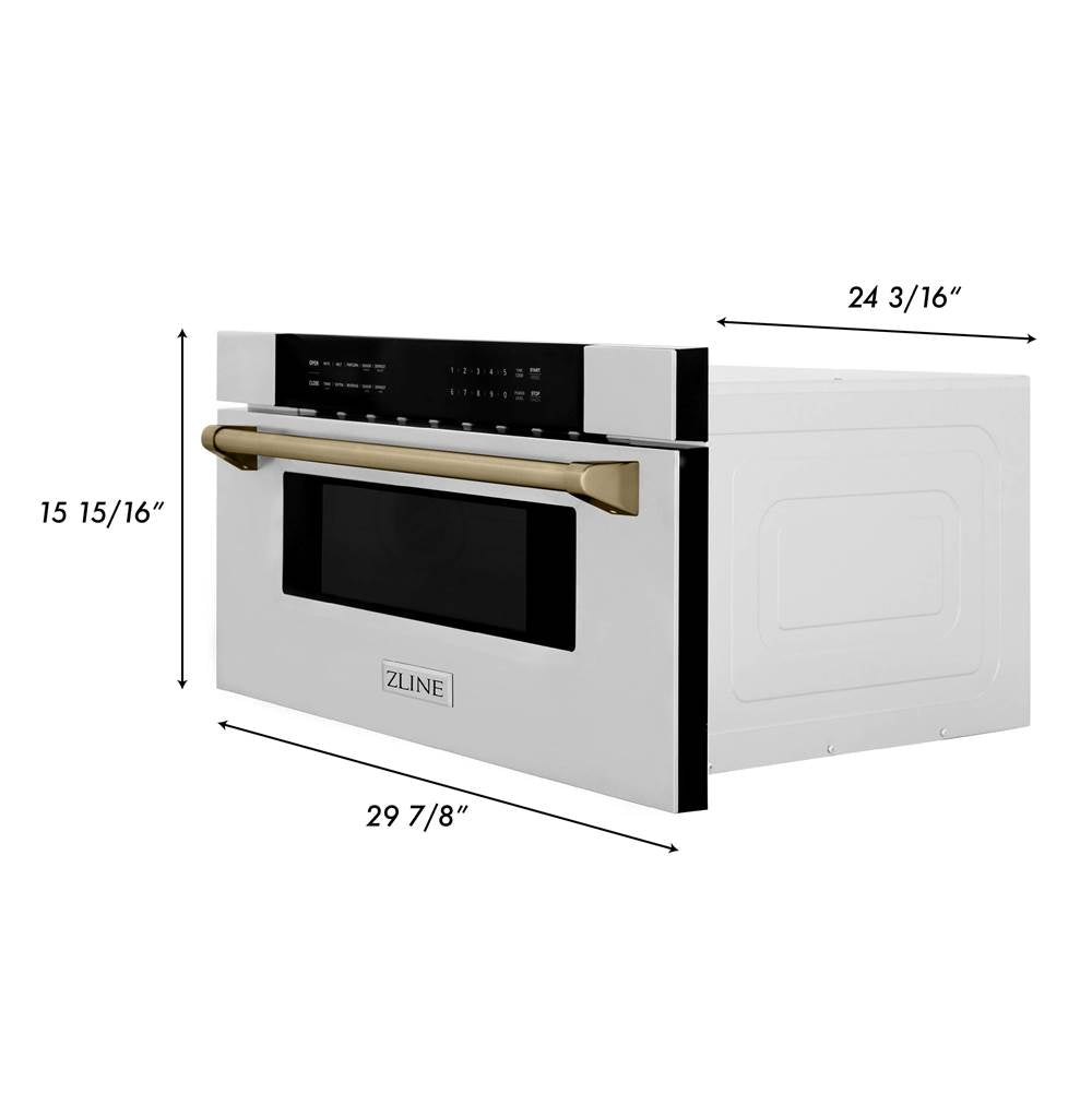 Autograph Edition 30'' 1.2 cu. ft. Built-In Microwave Drawer in Stainless Steel with Champagne Bronze Accents
