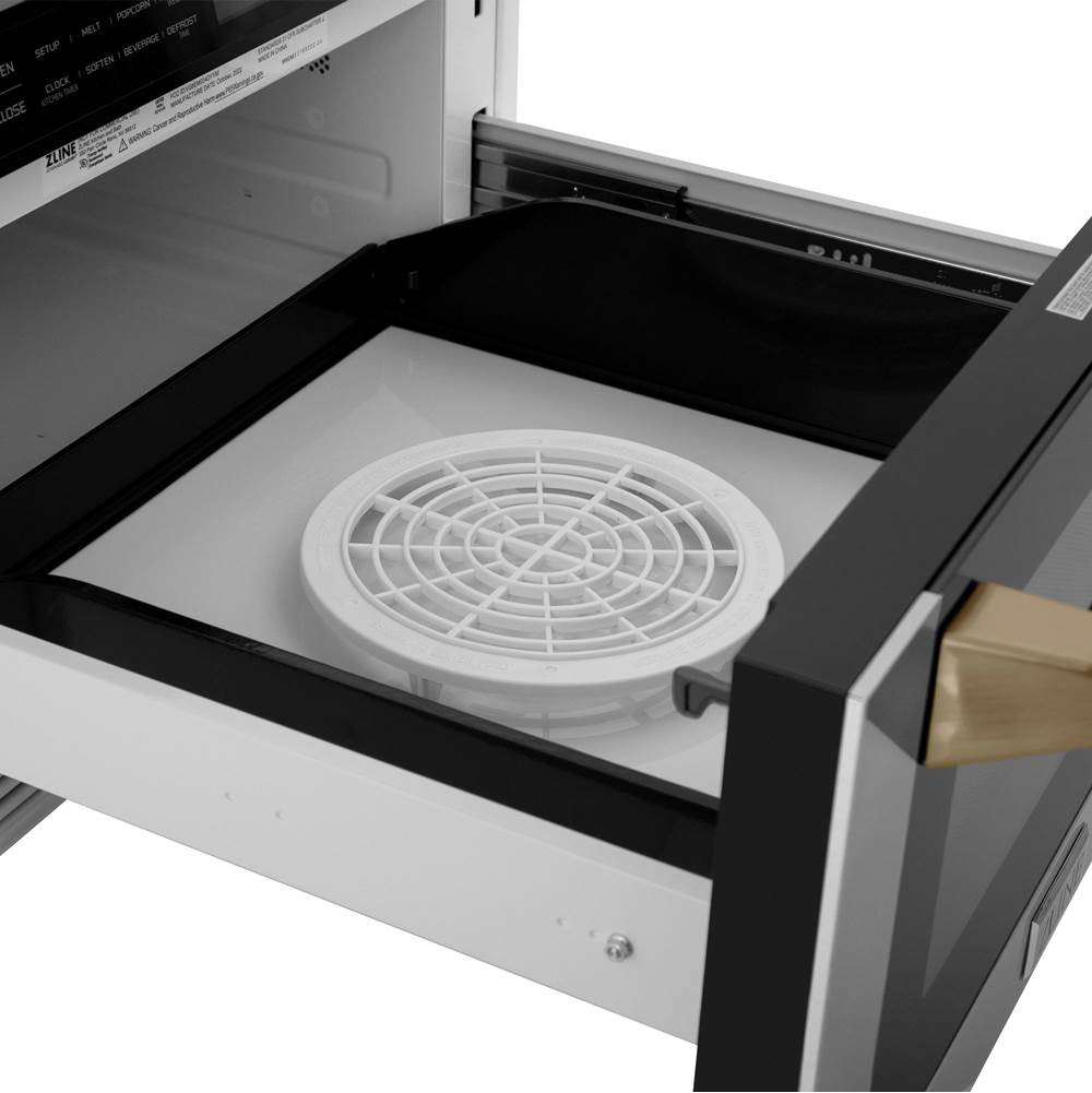 Autograph Edition 24'' 1.2 cu. ft. Built-in Microwave Drawer with a Traditional Handle in Stainless Steel and Champagne Bronze Accents