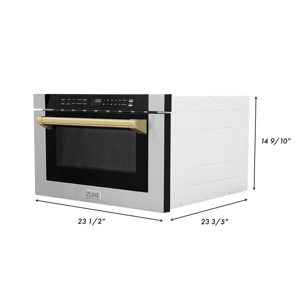 Autograph Edition 24'' 1.2 cu. ft. Built-in Microwave Drawer with a Traditional Handle in Stainless Steel and Champagne Bronze Accents