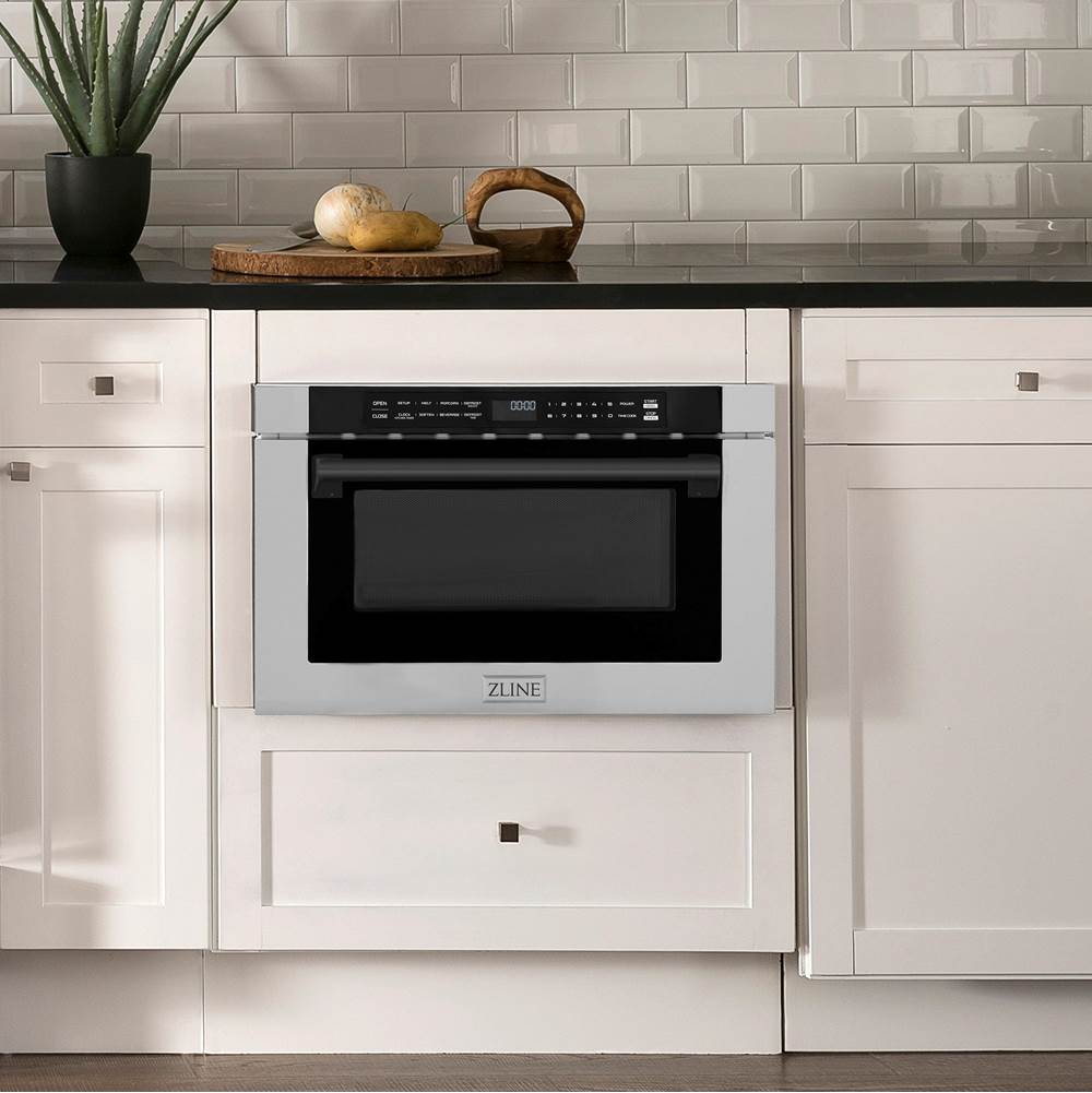 Autograph Edition 24'' 1.2 cu. ft. Built-in Microwave Drawer with a Traditional Handle in Stainless Steel and Champagne Bronze Accents