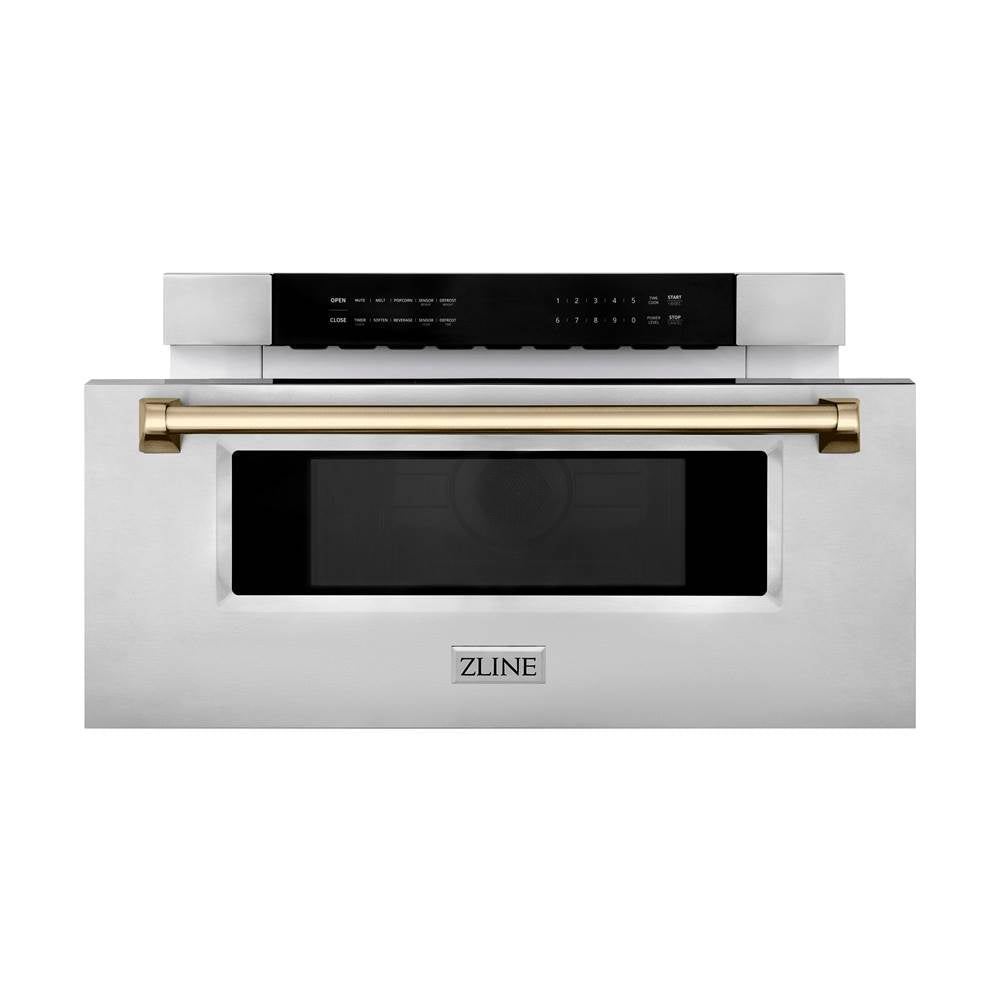 Autograph Edition 30'' 1.2 cu. ft. Built-In Microwave Drawer in Stainless Steel with Champagne Bronze Accents