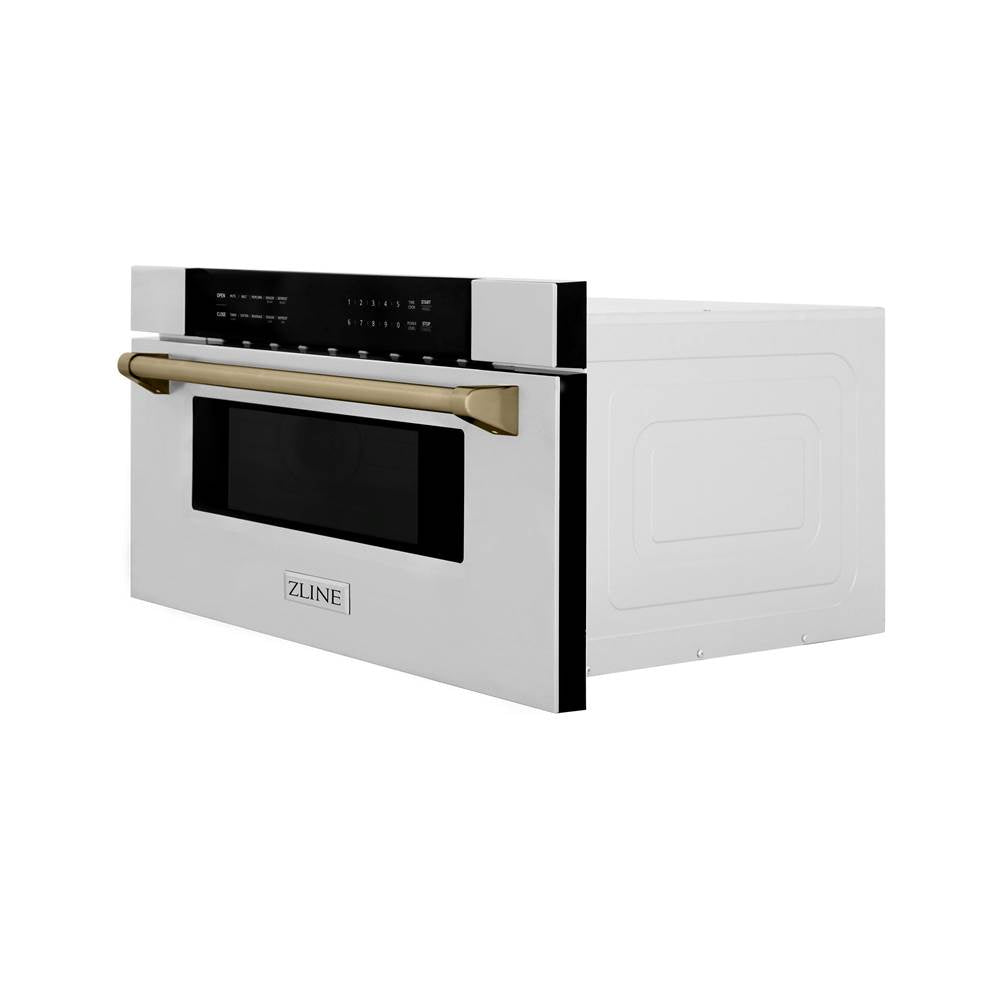 Autograph Edition 30'' 1.2 cu. ft. Built-In Microwave Drawer in Stainless Steel with Champagne Bronze Accents