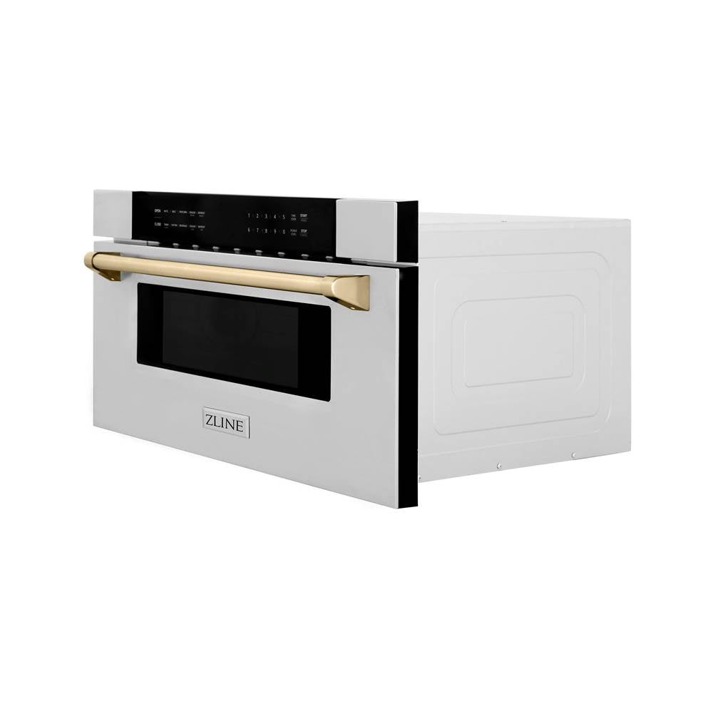 Autograph Edition 30'' 1.2 cu. ft. Built-In Microwave Drawer in Stainless Steel with Champagne Bronze Accents