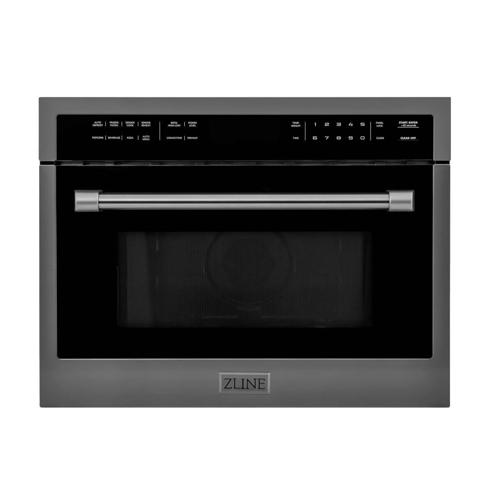 Z-Line - 24'' Built-in Convection Microwave Oven in Black Stainless Steel with Speed and Sensor Cooking - Black Stainless Steel