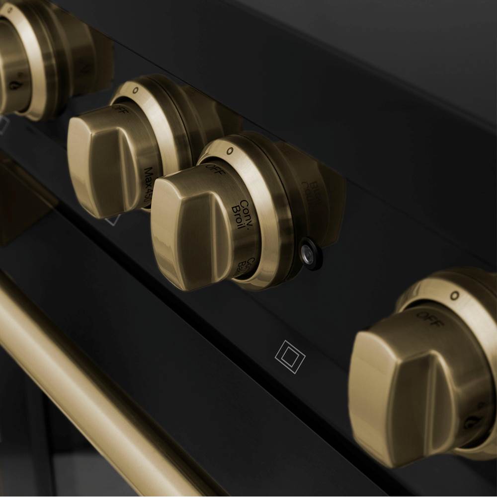 Autograph Edition 30'' 4.0 cu.' Dual Fuel Range with Gas Stove and Electric Oven in Black Stainless Steel with Champagne Bronze Accents