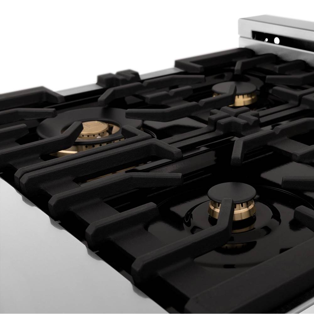 24'' 2.8 cu. ft. Electric Oven and Gas Cooktop Dual Fuel Range with Griddle and Brass Burners in Stainless Steel