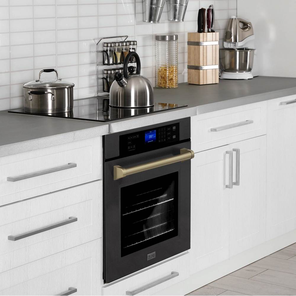 30'' Autograph Edition Single Wall Oven with Self Clean and True Conection in Black Stainless Steel and Champagne Bronze