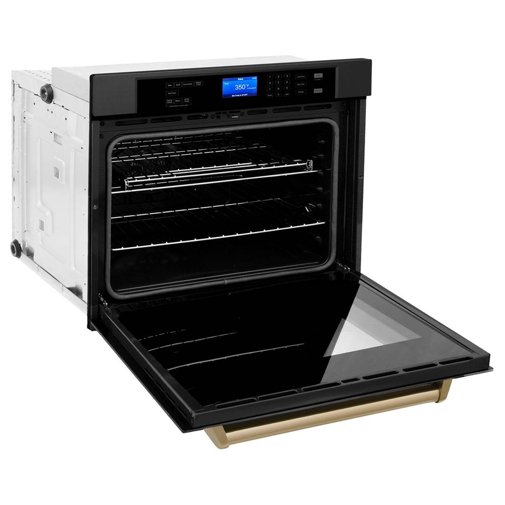 30'' Autograph Edition Single Wall Oven with Self Clean and True Conection in Black Stainless Steel and Champagne Bronze