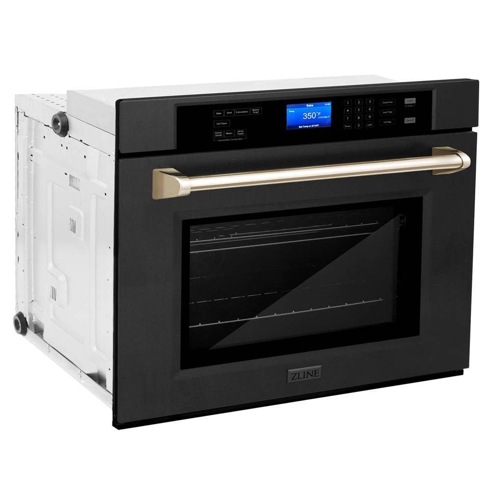 30'' Autograph Edition Single Wall Oven with Self Clean and True Conection in Black Stainless Steel and Champagne Bronze