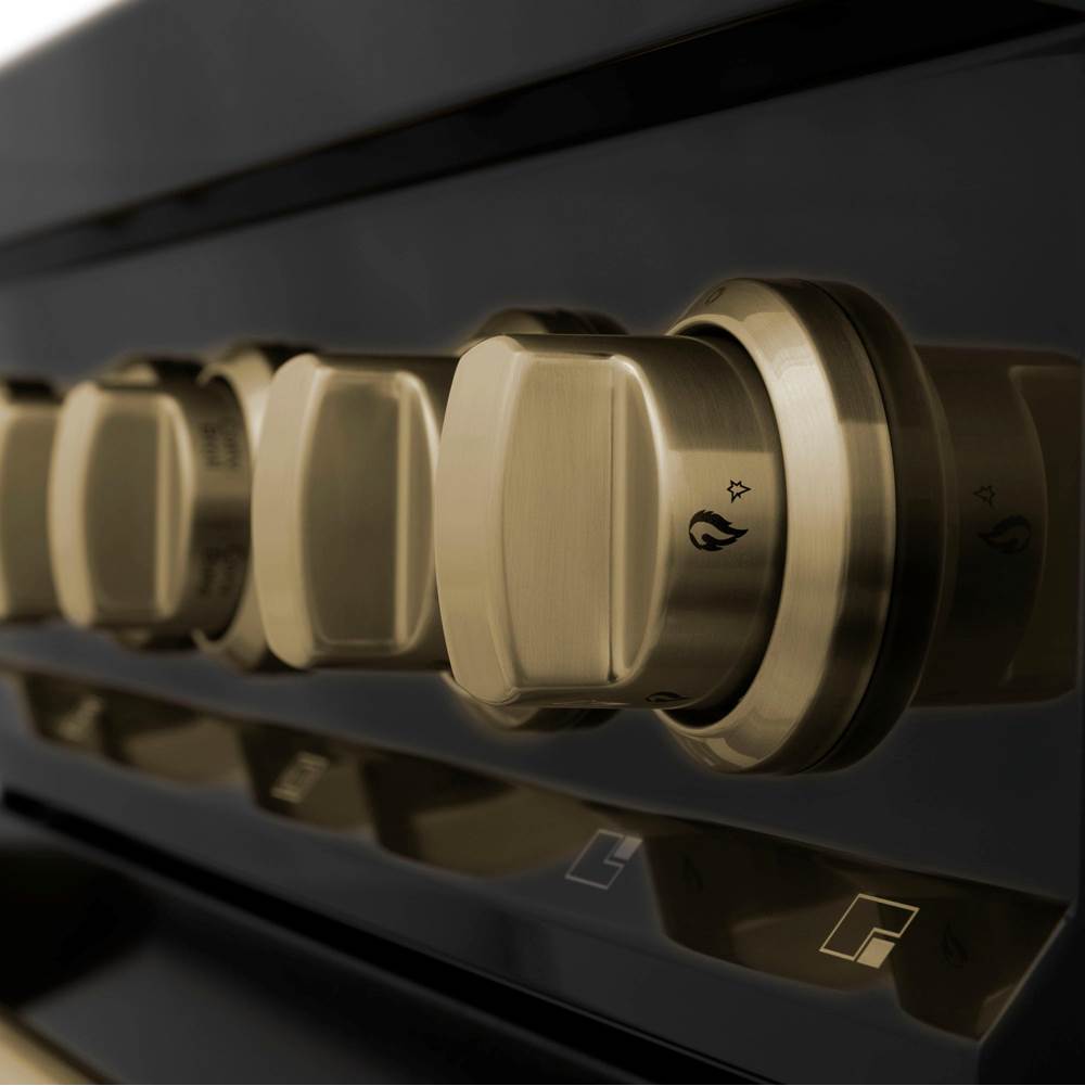 Autograph Edition 30'' 4.0 cu.' Dual Fuel Range with Gas Stove and Electric Oven in Black Stainless Steel with Champagne Bronze Accents