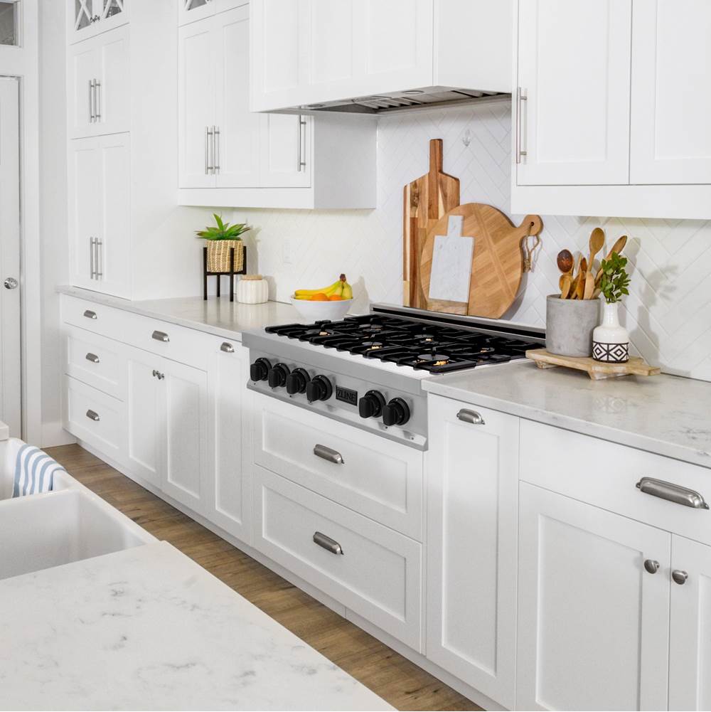 Autograph Edition 30'' Porcelain Rangetop with 4 Gas Burners in Stainless Steel and Champagne Bronze Accents