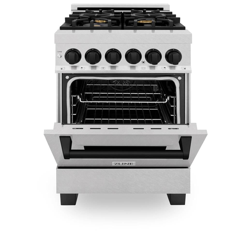 Autograph Edition 24'' 2.8 cu.' Dual Fuel Range with Gas Stove and Electric Oven in DuraSnow Stainless Steel with Champagne Bronze Accents